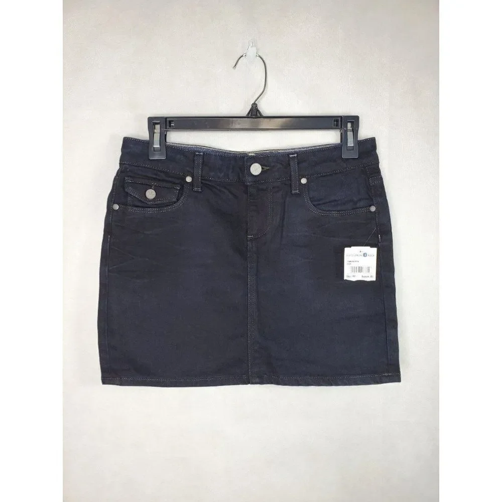 Paige Fairfax Super Dark Wash Flap Pocket Denim Mini Skirt Made in USA NWT